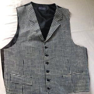 Navy Check Linen Dress Vest Paul Fredrick XL